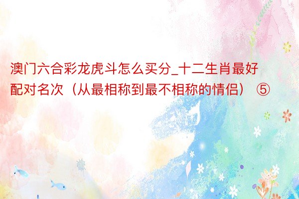澳门六合彩龙虎斗怎么买分_十二生肖最好配对名次（从最相称到最不相称的情侣） ⑤