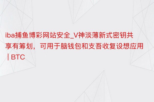 iba捕鱼博彩网站安全_V神淡薄新式密钥共享有筹划，可用于脑钱包和支吾收复设想应用 | BTC